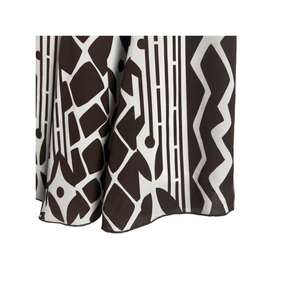 Dressbarn Brown and White Geometric Print A-Line Skirt Size 10 - Picture 4 of 7